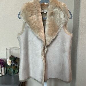 Loft Fur lined suede vest, cream